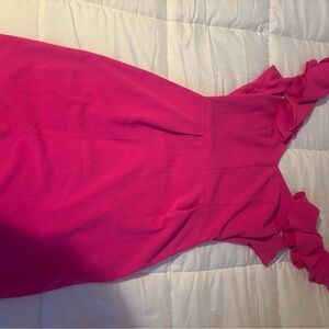 Elegant Pink Ruffle Sleeve Mini Dress